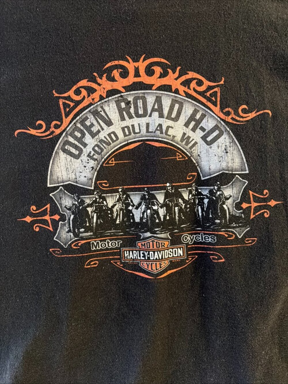 Harley Davidson Men’s Black Short Sleeve XL T-shirt Open Road Fond Du Lac , Wi